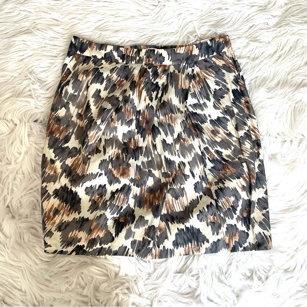 7 For All Mankind FAM Silk Blend Cheetah Leopard Print Mini Skirt Pockets S